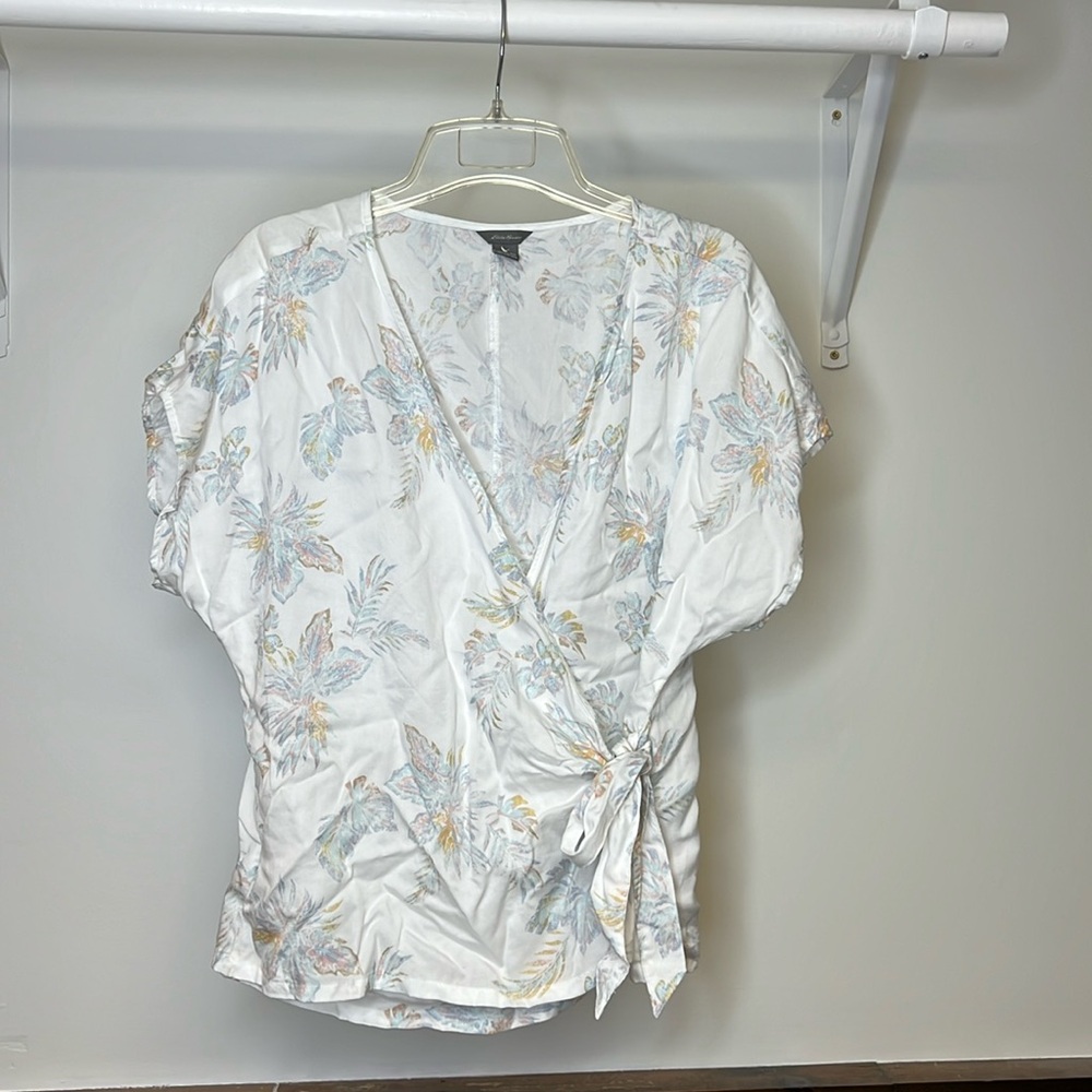 Eddie‎ Bauer Tropical Print Wrap Top- M